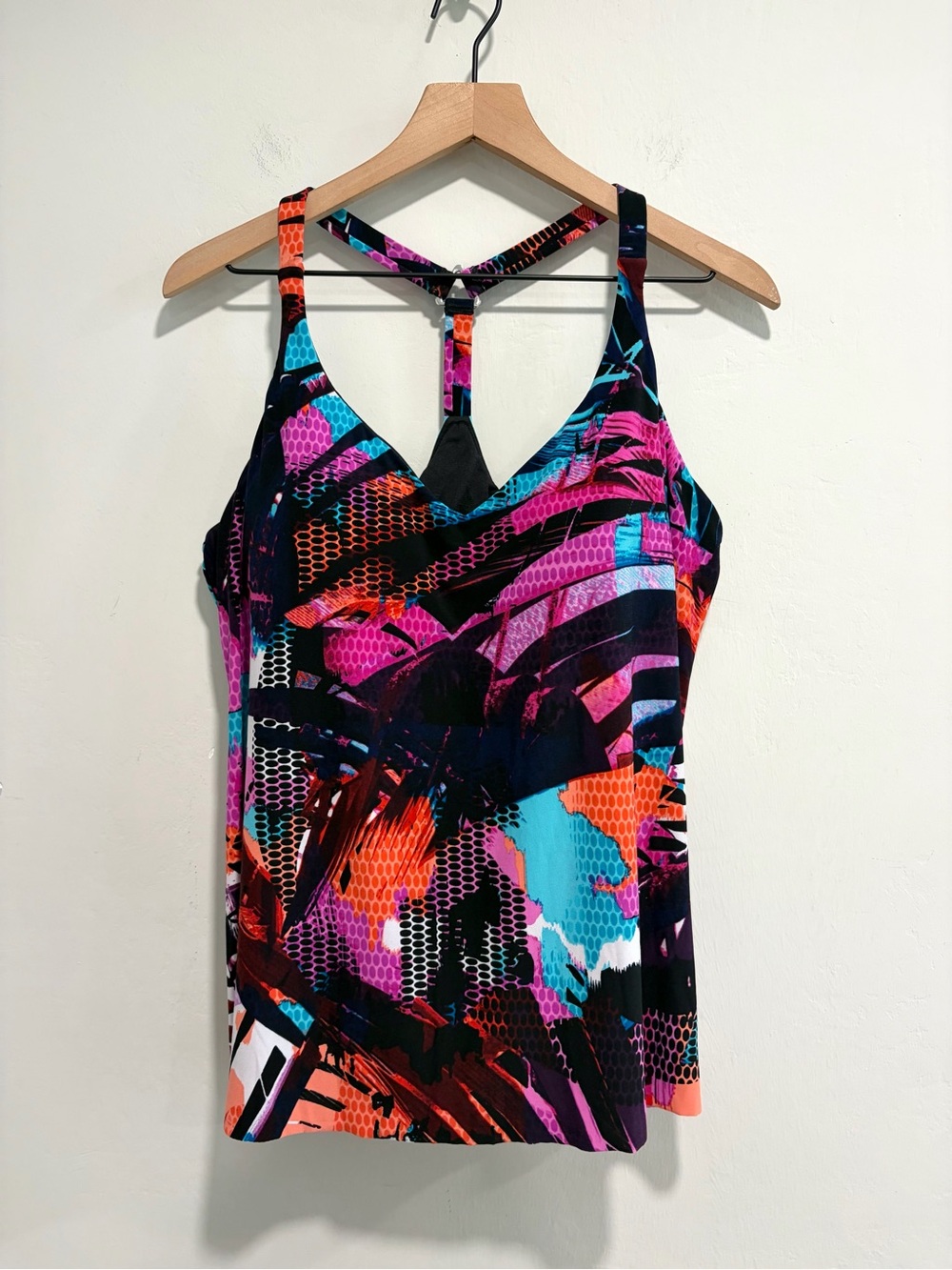 Aqua Green Abstract T Racerback Tankini Swim Top